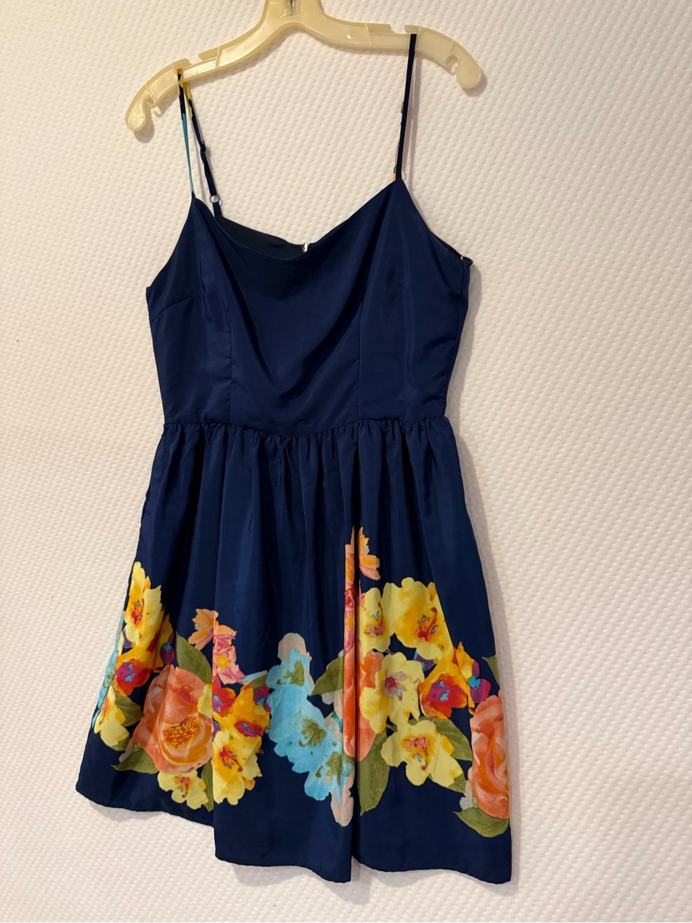 Navy Floral Spaghetti-Strap Dress